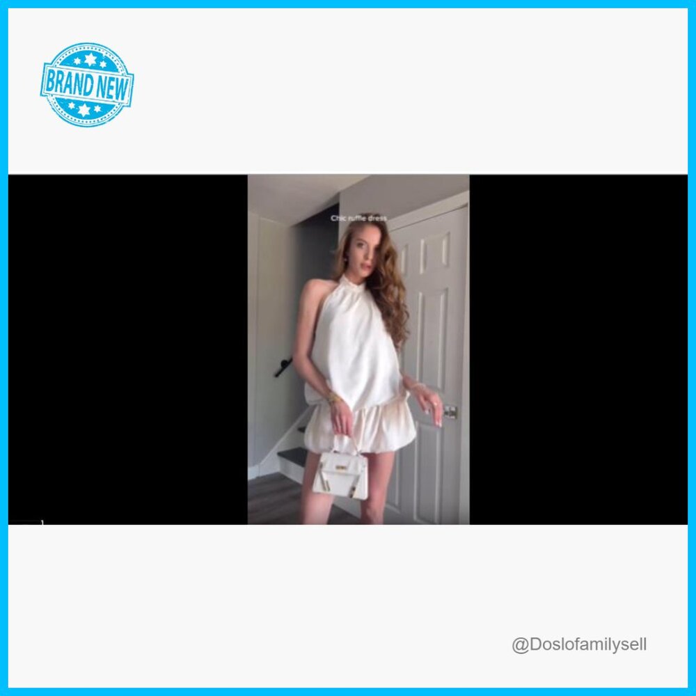 Y2K Backless Ruffle Bubble Halter Mini Dress Poly… - image 6